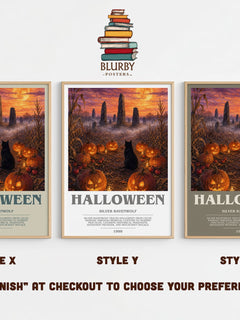 Halloween bookish print in frame leaning in hallway – non fiction wall art