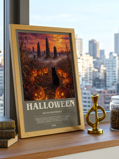 Halloween bookish print framed by window – literary home decor