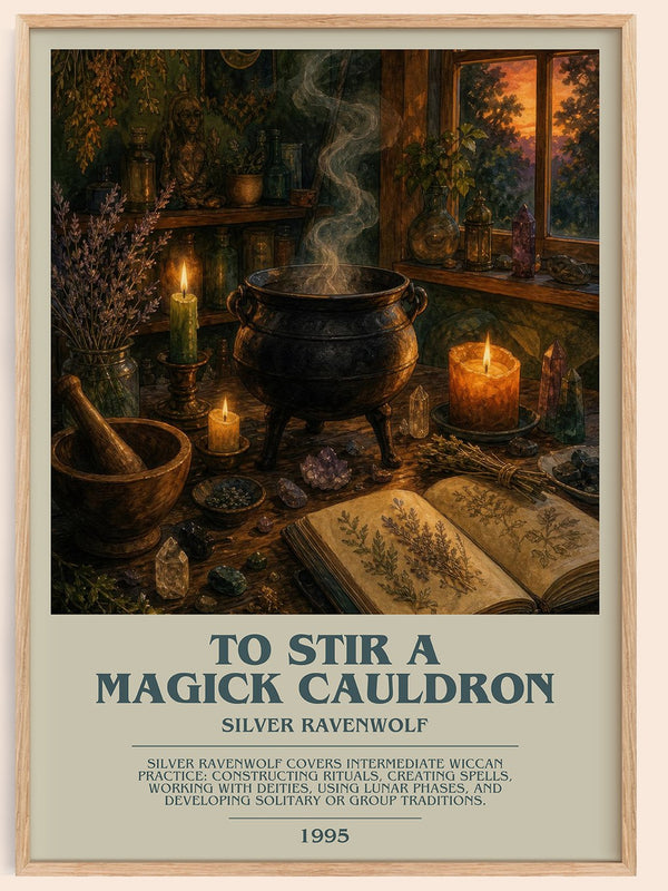 To Stir a Magick Cauldron bookish book poster by Silver Ravenwolf – framed literary art print