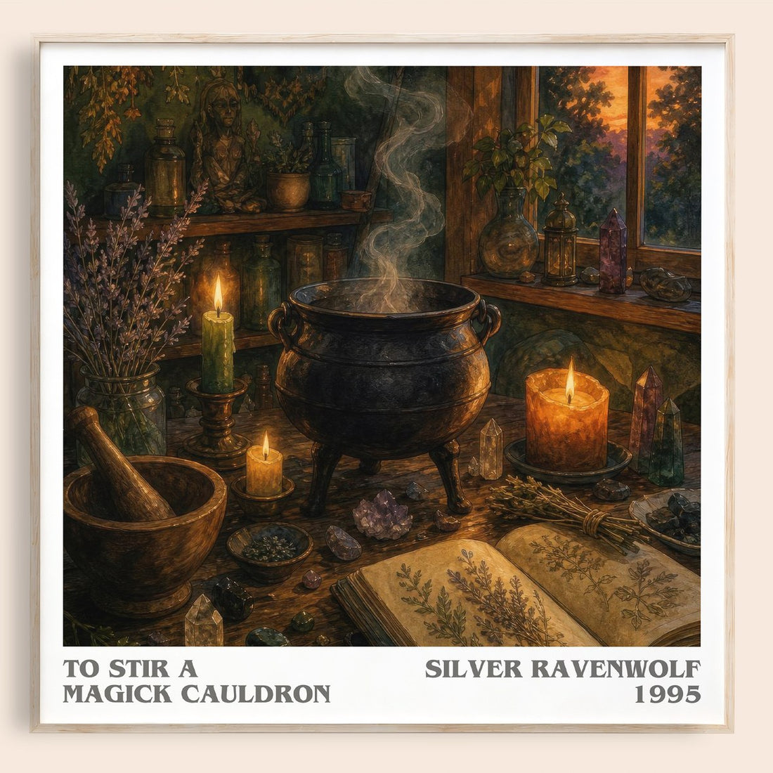 To Stir a Magick Cauldron literary book poster by Silver Ravenwolf – framed literary art print