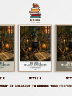 To Stir a Magick Cauldron book cover print in frame leaning in hallway – non fiction wall art