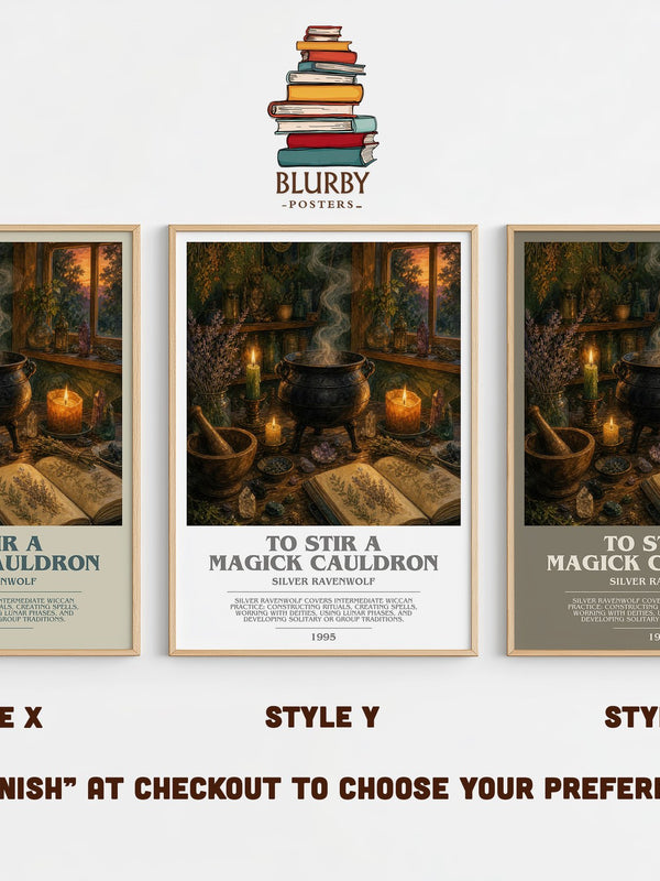 To Stir a Magick Cauldron bookish print in frame leaning in hallway – non fiction wall art
