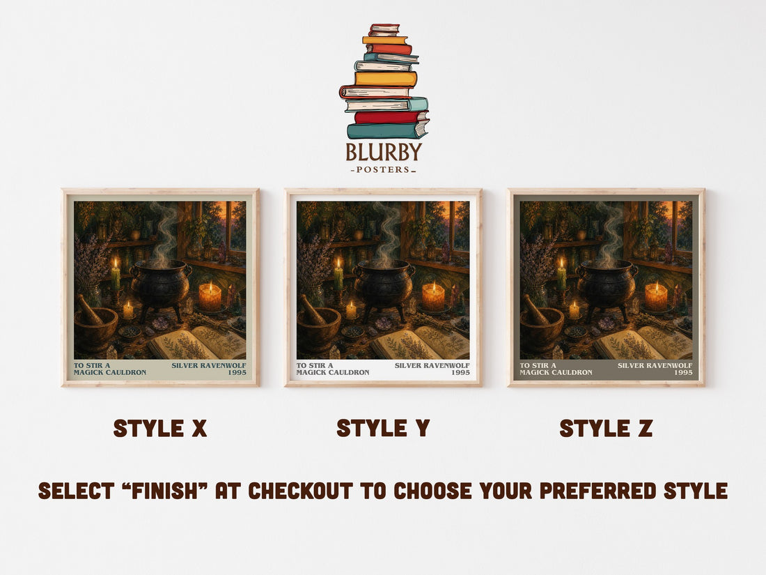 To Stir a Magick Cauldron literary print in frame leaning in hallway – non fiction wall art (mockup)