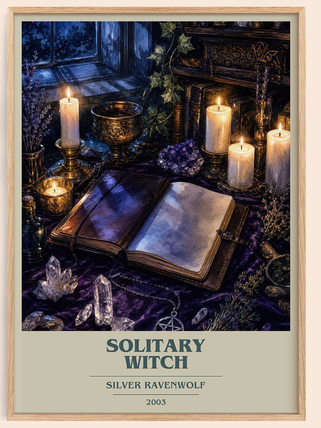 Solitary Witch book cover book poster by Silver Ravenwolf – framed literary art print