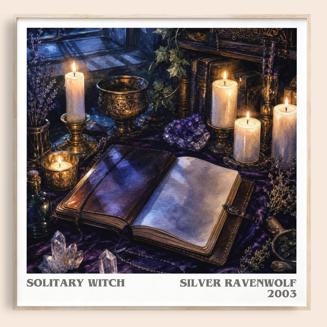 Solitary Witch literary book poster by Silver Ravenwolf – framed literary art print