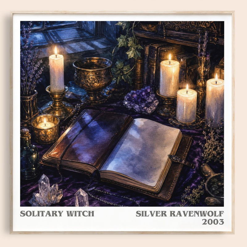 Solitary Witch literary book poster by Silver Ravenwolf – framed literary art print