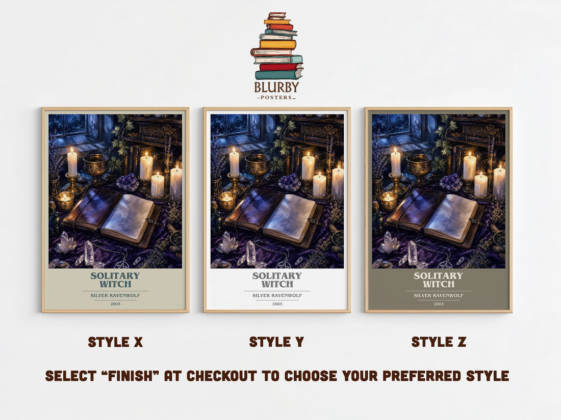 Solitary Witch book cover print in frame leaning in hallway – non fiction wall art (mockup)