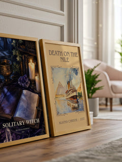 Solitary Witch watercolour print framed by window – literary home decor
