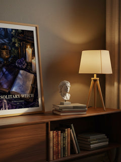 Solitary Witch watercolour print on bookshelf – Silver Ravenwolf fan gift