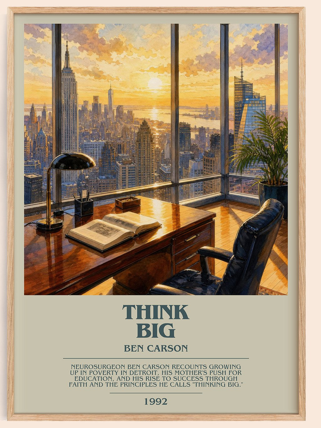 Think big bookish book poster by Ben Carson – framed literary art print