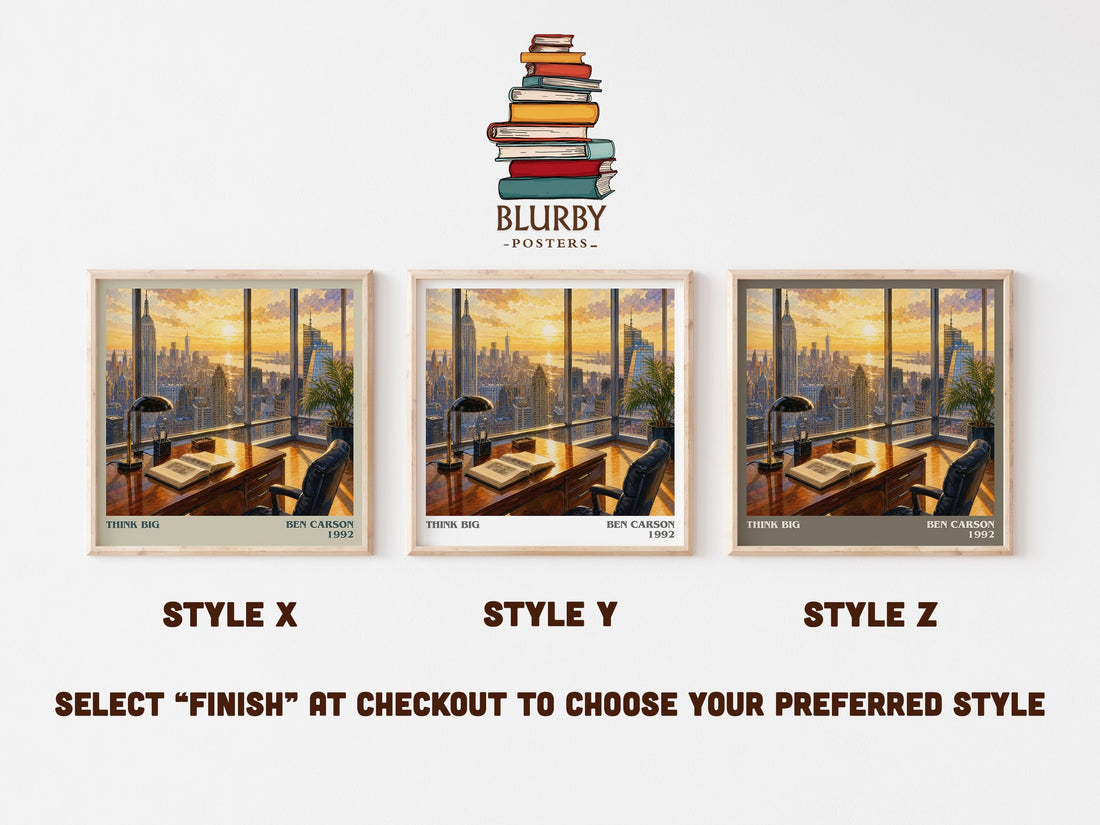 Think big literary print in frame leaning in hallway – memoir wall art (mockup)