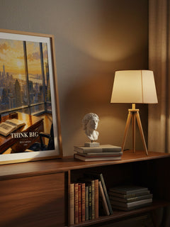 Think big watercolour print on bookshelf – Ben Carson fan gift