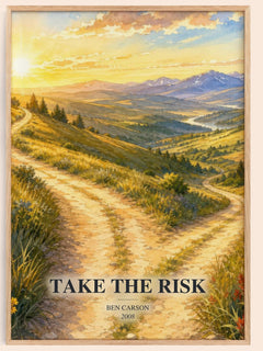 Take the risk watercolour book poster by Ben Carson – framed literary art print