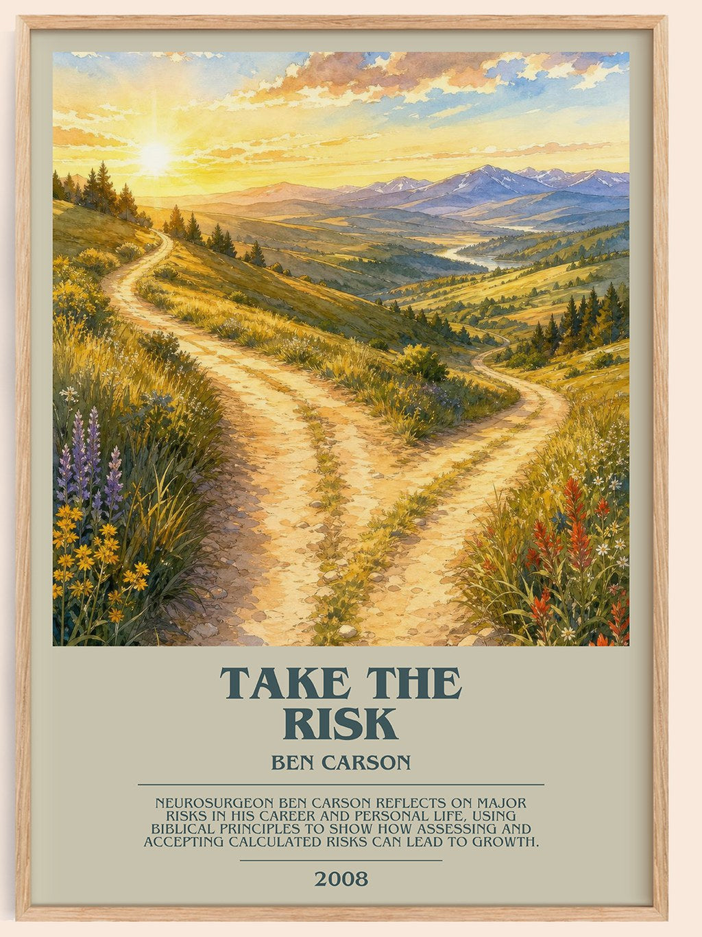 Take the risk bookish book poster by Ben Carson – framed literary art print