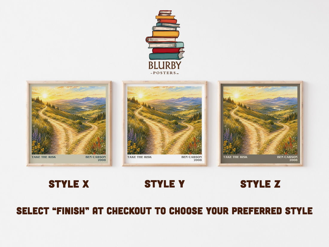 Take the risk literary print in frame leaning in hallway – memoir wall art (mockup)