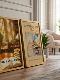 You Have a Brain watercolour print framed by window – literary home decor