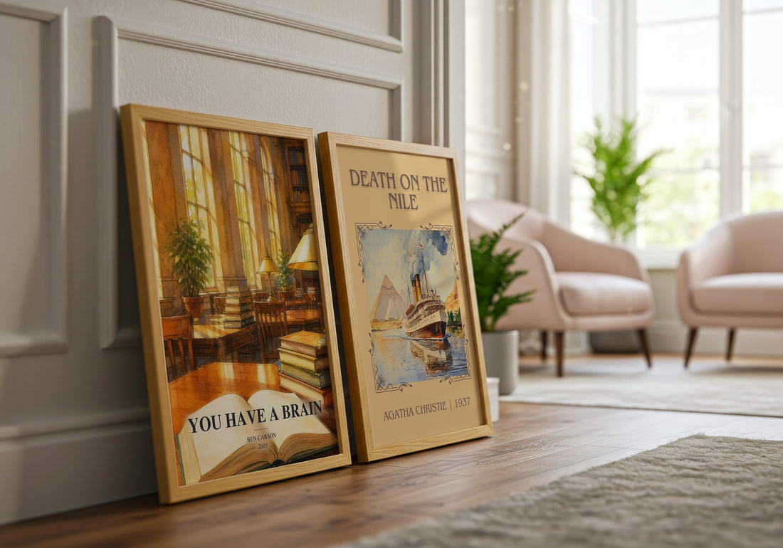 You Have a Brain watercolour print framed by window – literary home decor