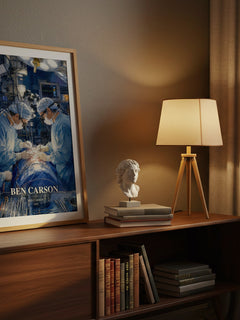 Ben Carson watercolour print on bookshelf – Ben Carson fan gift
