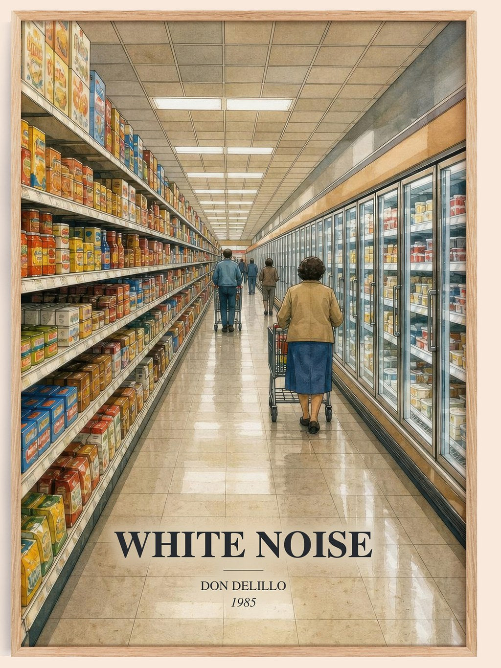 White Noise watercolour book poster by Don DeLillo – framed literary art print