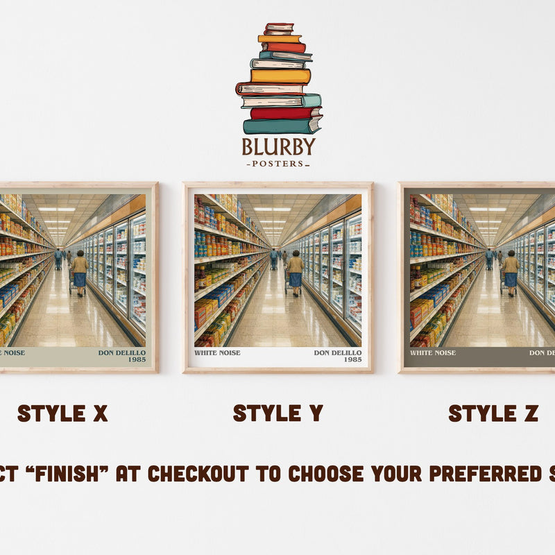 White Noise literary print in frame leaning in hallway – literary fiction wall art