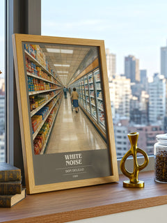 White Noise book cover print framed by window – literary home decor