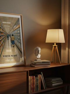 White Noise watercolour print on bookshelf – Don DeLillo fan gift