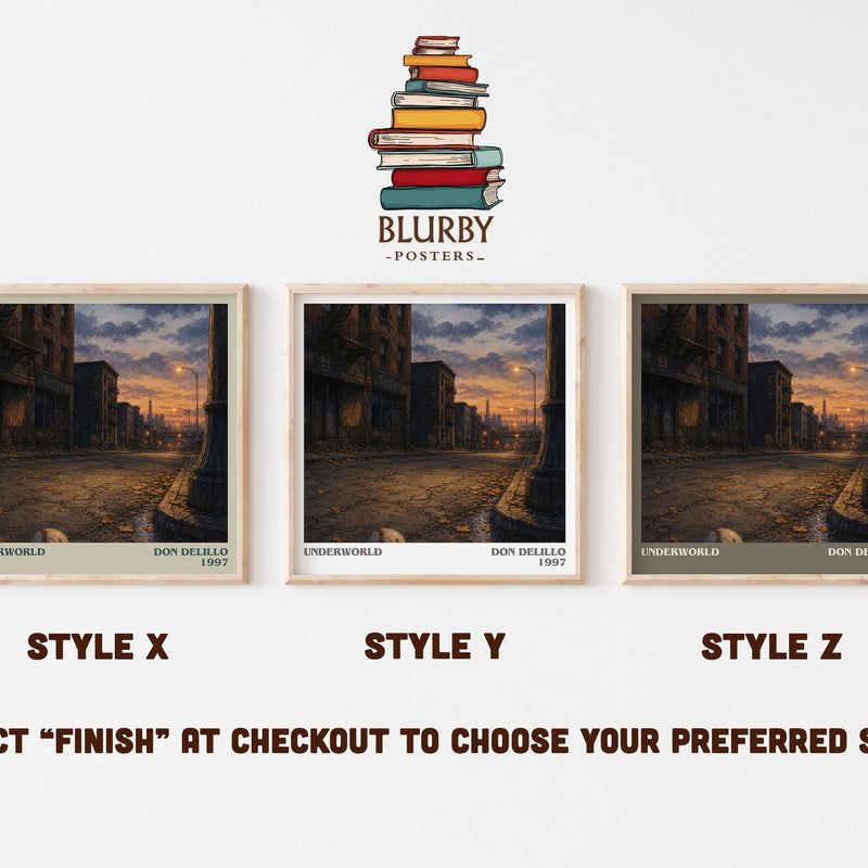 Underworld literary print in frame leaning in hallway – literary fiction wall art