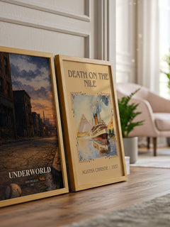 Underworld watercolour print framed by window – literary home decor
