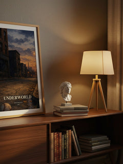 Underworld watercolour print on bookshelf – Don DeLillo fan gift