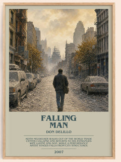 Falling Man bookish book poster by Don DeLillo – framed literary art print