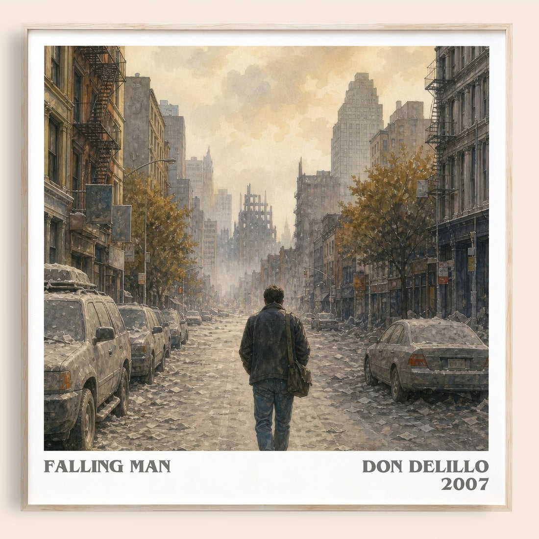 Falling Man literary book poster by Don DeLillo – framed literary art print