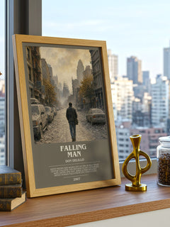 Falling Man bookish print framed by window – literary home decor