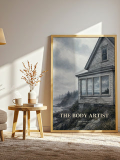 The Body Artist watercolour print in frame leaning in hallway – contemporary fiction wall art