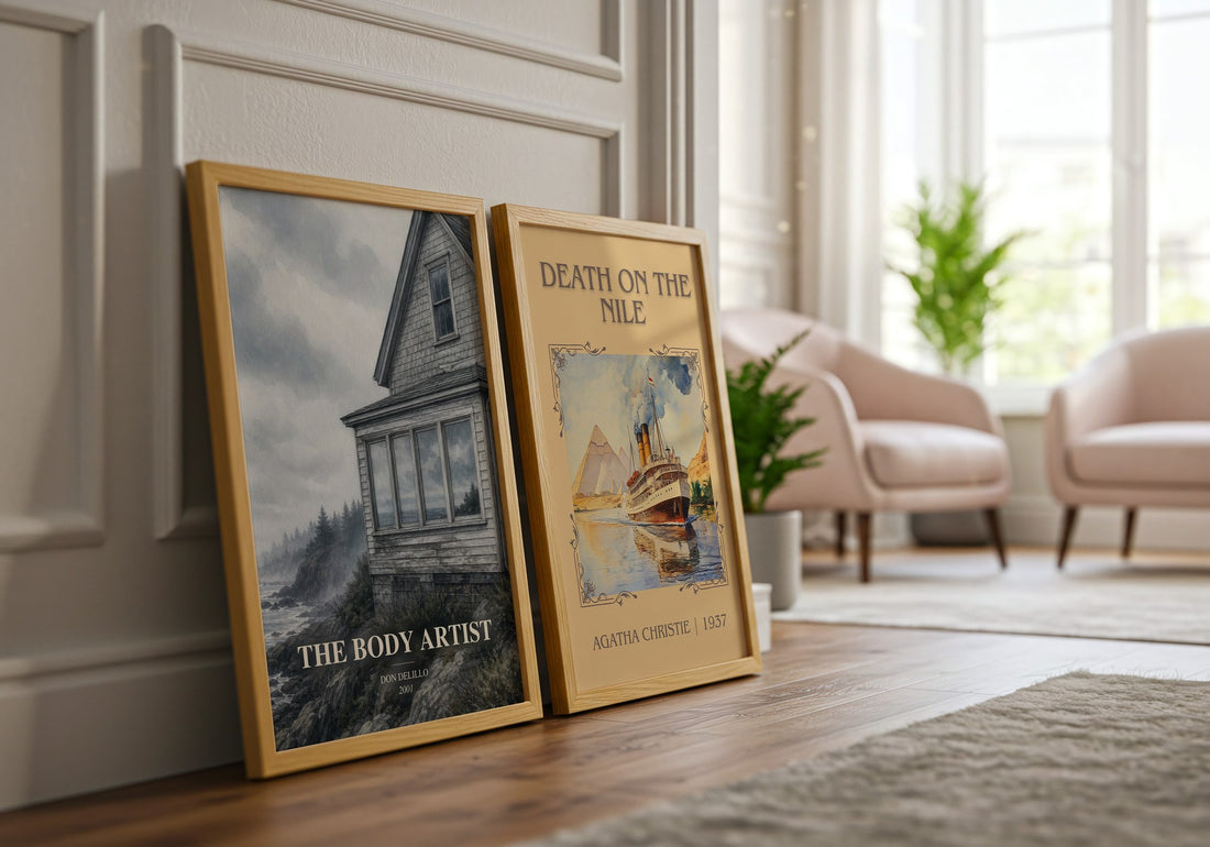 The Body Artist watercolour print framed by window – literary home decor