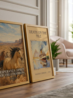 Esperanza (Spirit of the Cimarron) watercolour print framed by window – literary home decor