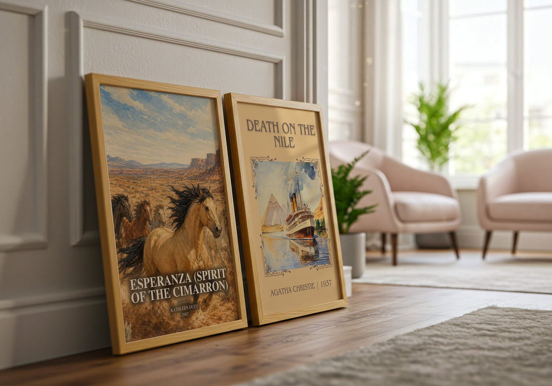 Esperanza (Spirit of the Cimarron) watercolour print framed by window – literary home decor