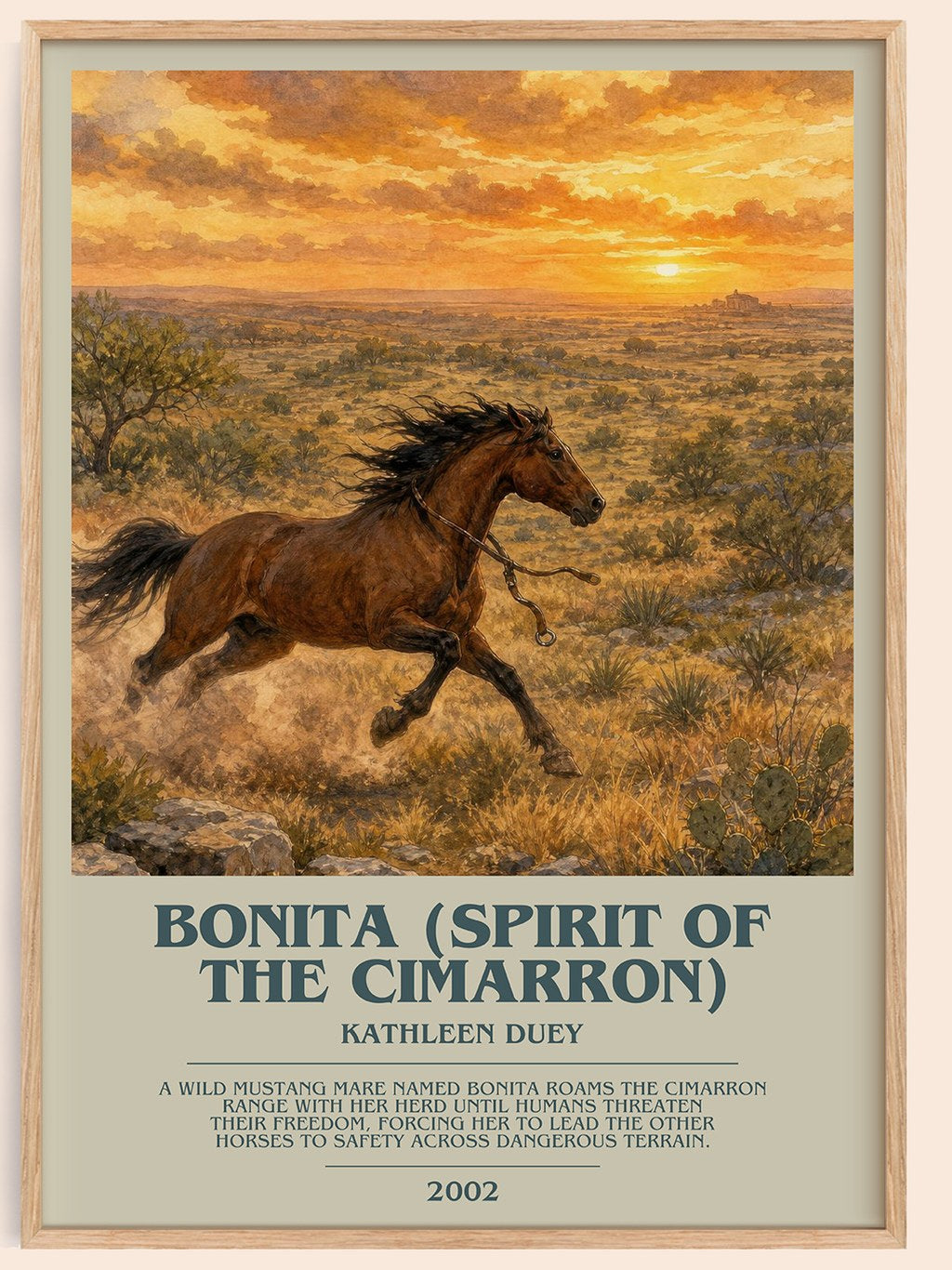 Bonita (Spirit of the Cimarron) bookish book poster by Kathleen Duey – framed literary art print
