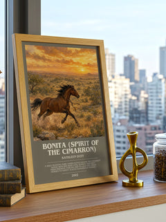 Bonita (Spirit of the Cimarron) bookish print framed by window – literary home decor