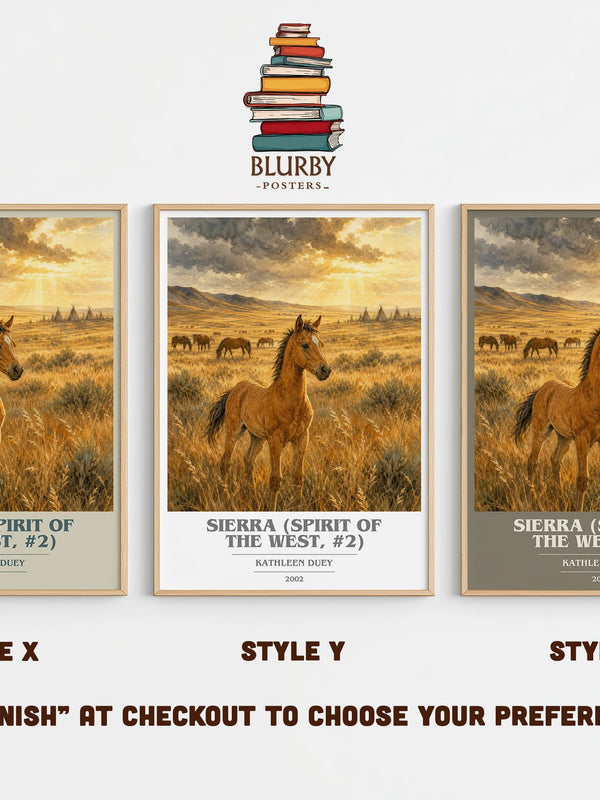 Sierra (Spirit of the West, #2) book cover print in frame leaning in hallway – historical fiction wall art