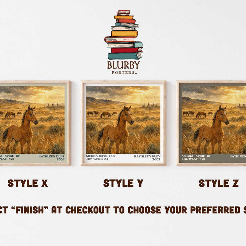 Sierra (Spirit of the West, #2) literary print in frame leaning in hallway – historical fiction wall art