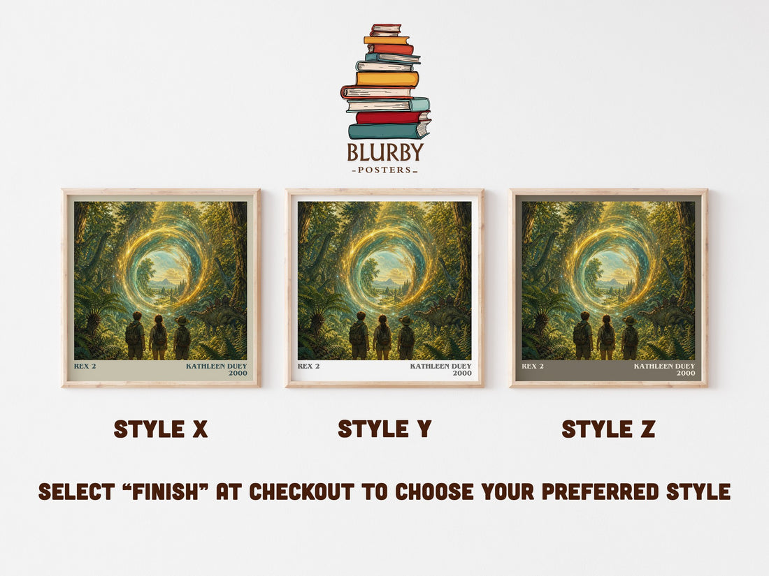 Rex 2 literary print in frame leaning in hallway – young adult wall art (mockup)