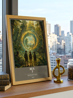 Rex 2 book cover print framed by window – literary home decor