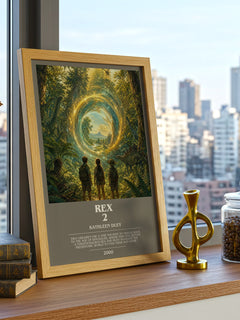 Rex 2 bookish print framed by window – literary home decor