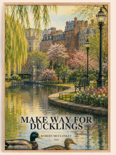 Make Way for Ducklings watercolour book poster by Robert McCloskey – framed literary art print
