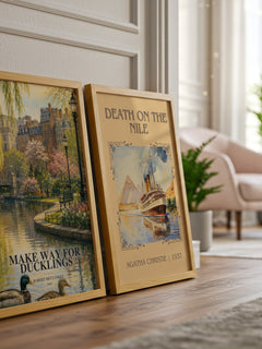 Make Way for Ducklings watercolour print framed by window – literary home decor