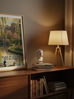 Make Way for Ducklings watercolour print on bookshelf – Robert McCloskey fan gift