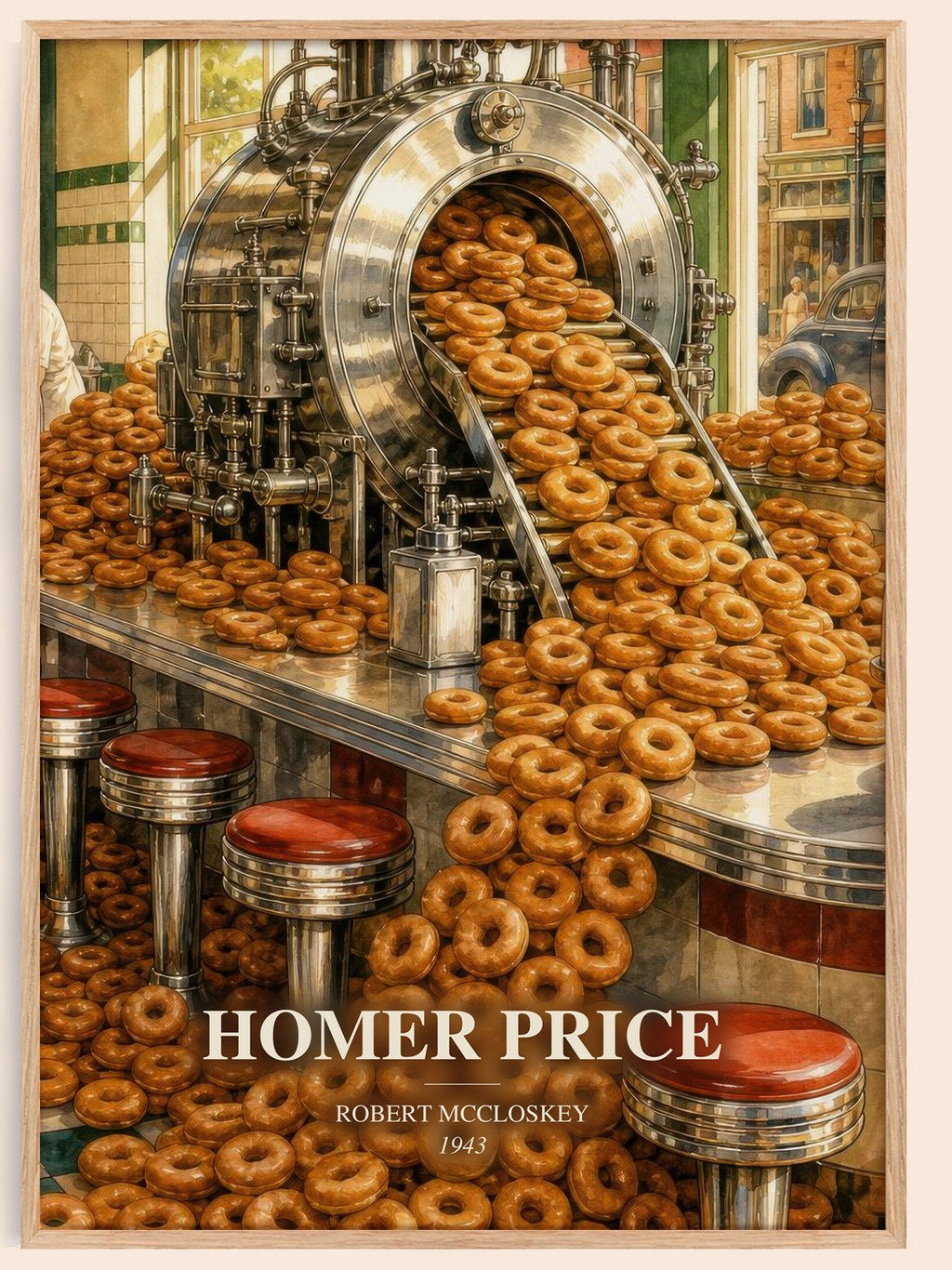 Homer Price watercolour book poster by Robert McCloskey – framed literary art print