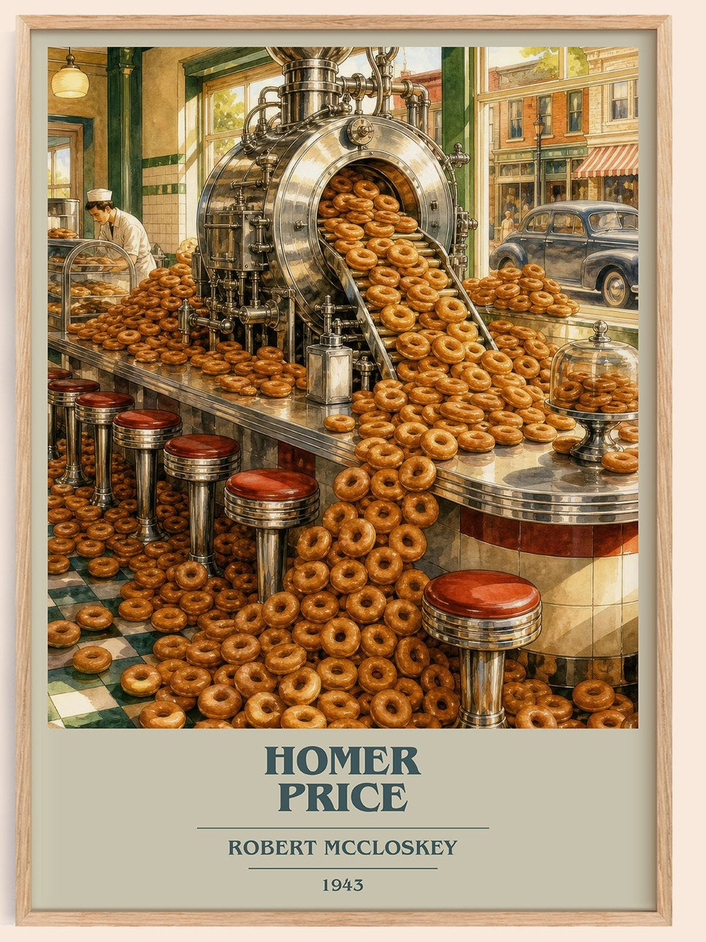 Homer Price book cover book poster by Robert McCloskey – framed literary art print