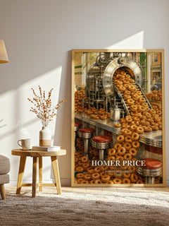 Homer Price watercolour print in frame leaning in hallway – childrens wall art