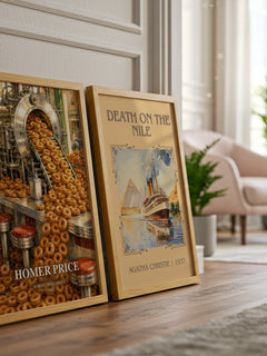Homer Price watercolour print framed by window – literary home decor